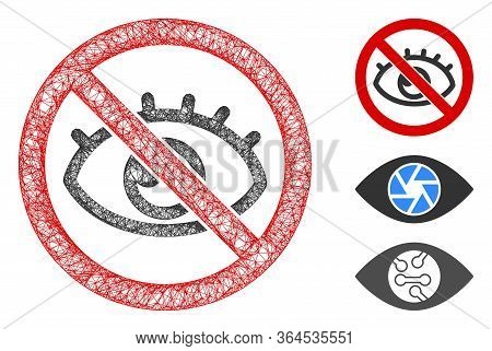 Mesh No Vision Polygonal Web 2d Vector Illustration. Carcass Model Is Based On No Vision Flat Icon. 