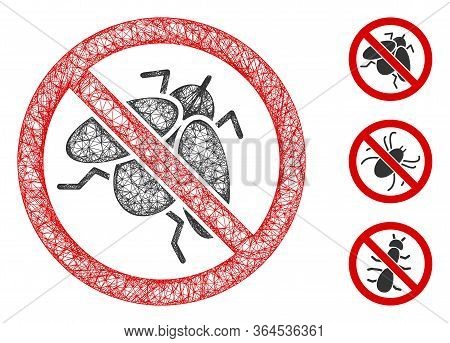 Mesh No Fly Insect Polygonal Web Icon Vector Illustration. Abstraction Is Based On No Fly Insect Fla