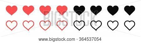 Like And Heart Icon. Live Stream Video, Chat, Likes. Social Nets Like Red Heart Web Buttons Isolated
