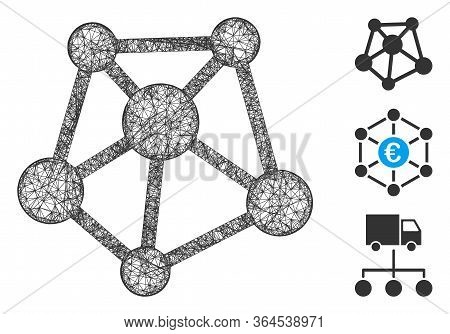 Mesh Network Links Polygonal Web Icon Vector Illustration. Carcass Model Is Based On Network Links F