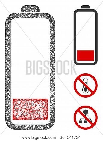 Mesh Low Battery Level Polygonal Web Icon Vector Illustration. Model Is Based On Low Battery Level F