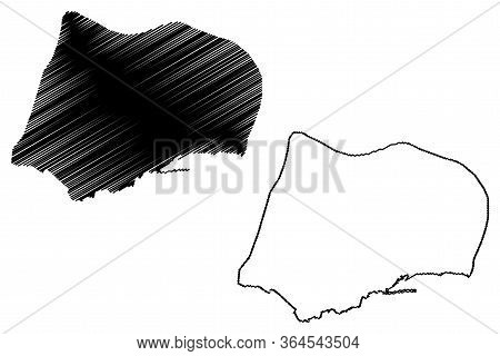 Funchal City (portuguese Republic, Portugal, Madeira Island) Map Vector Illustration, Scribble Sketc