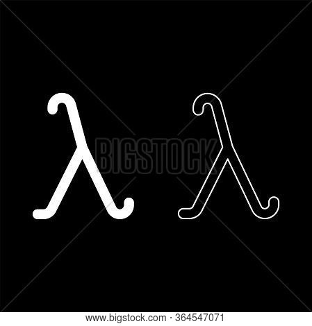 Lambda Greek Symbol Small Letter Lowercase Font Icon Outline Set White Color Vector Illustration Fla