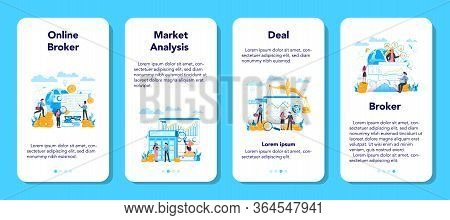 Financial Broker Mobile Application Banner Set. Income, Investment