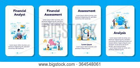 Financial Analyst Or Consultant Mobile Application Banner Set.