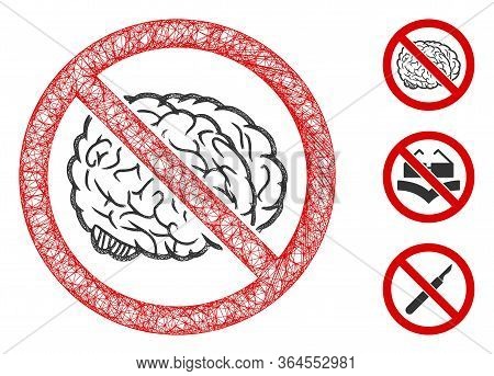 Mesh No Brain Polygonal Web Symbol Vector Illustration. Carcass Model Is Based On No Brain Flat Icon