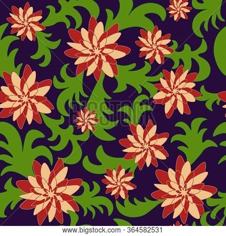 Seamless Floral Pattern With Foliage Background Leaf