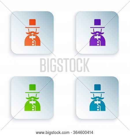 Color Magician Icon Isolated On White Background. Set Colorful Icons In Square Buttons. Vector Illus