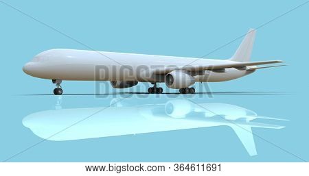 BlankÂ Mockup AircraftÂ on a Blue Background, White Clear FuselageÂ Glossy Commercial Jet Airplane,Â Take Off,Â AirlineÂ Travel Passenger Plane,Â Aviation Wings and Landing AirplaneÂ 3d illustration