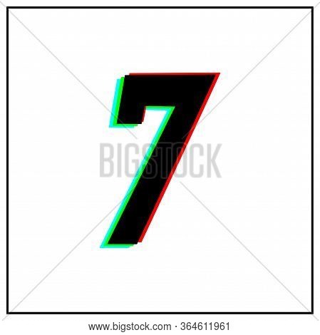 Number 7 Vector Desing Logo.dynamic, Split-color, Shadow Of Number Red, Green, Blue In Black Frame O