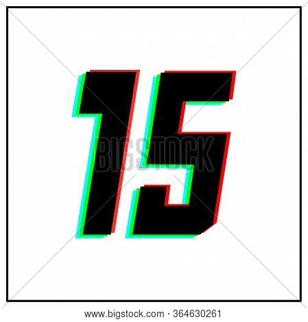 Number 15 Vector Desing Logo.dynamic, Split-color, Shadow Of Number Red, Green, Blue In Black Frame 