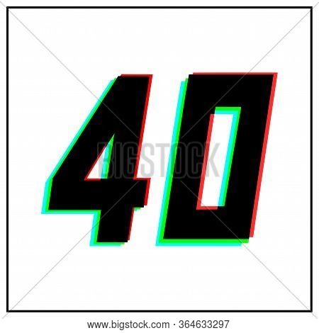 Number 40 Vector Desing Logo.dynamic, Split-color, Shadow Of  Number Red, Green, Blue In Black Frame