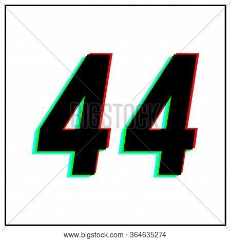 Number 44 Vector Desing Logo.dynamic, Split-color, Shadow Of  Number Red, Green, Blue In Black Frame