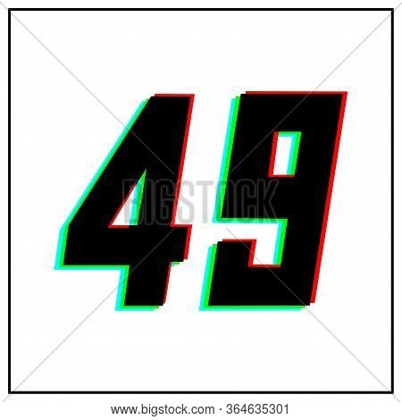 Number 49 Vector Desing Logo.dynamic, Split-color, Shadow Of  Number Red, Green, Blue In Black Frame