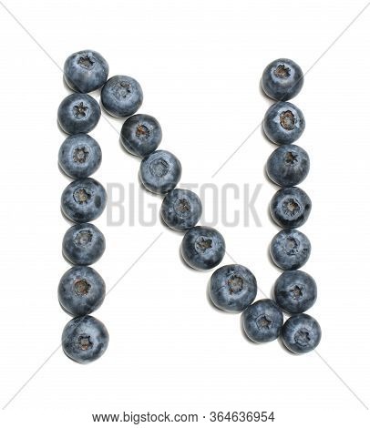 Alphabet Letter N Arranged From Northern Highbush Blueberry Isolated