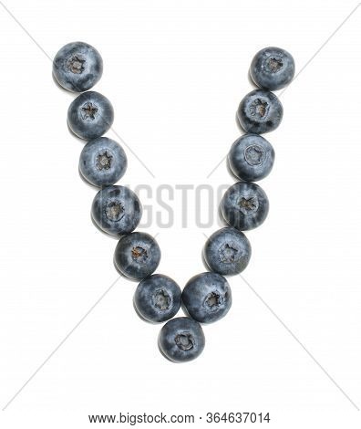 Alphabet Letter V Arranged From Northern Highbush Blueberry Isolated