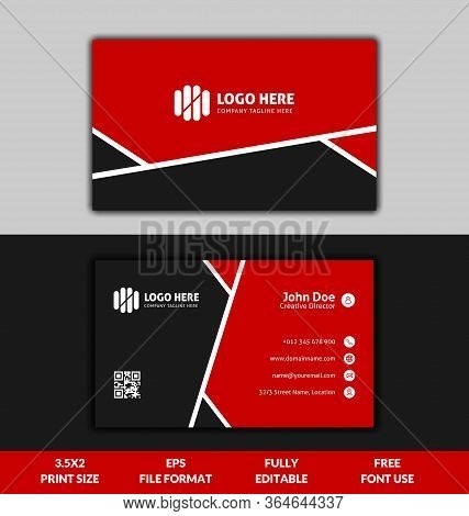 Clean And Corporate Business Card Template, Red And Black Color Business Card Template, Ready To Pri
