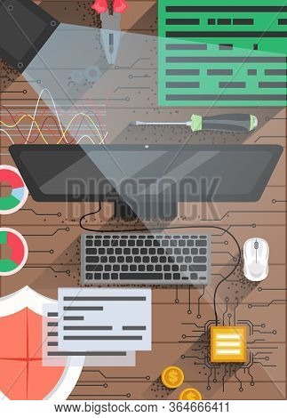 Quantum Computing Technology Vector Poster Design Template