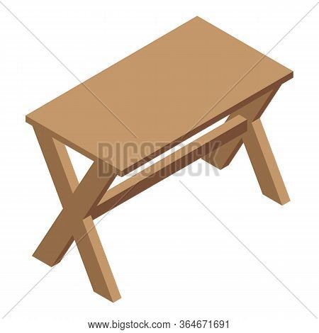 Folding Picnic Table Icon. Isometric Of Folding Picnic Table Vector Icon For Web Design Isolated On 