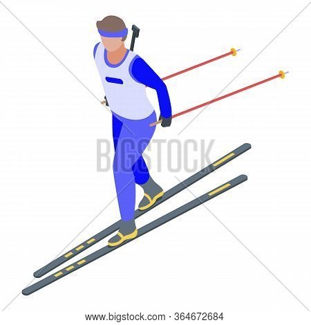 Ski Biathlon Icon. Isometric Of Ski Biathlon Vector Icon For Web Design Isolated On White Background