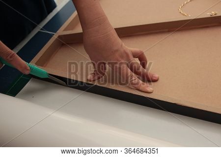 Photo Floating Frame Building In Canvas Art ,hand Cutter Knife Cut Paper Cover On Board ,wood Float 