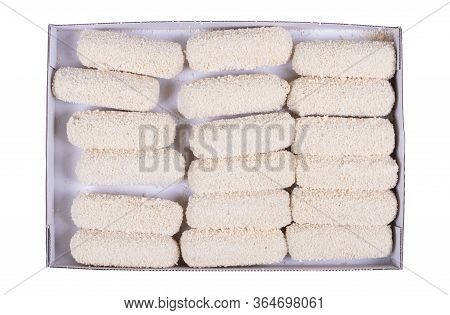 Frozen Dutch Kroketten Isolated On A White Background