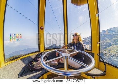 Da Nang, Vietnam - 16january 2020: Cable Car To Ba Na Hills Mountain Resort Sunworld, Touristic Comp