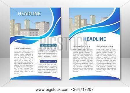 Blue Vector Template Design For Business Brochure, Flyer, Poster, Booklet, Presentation, Annual Repo