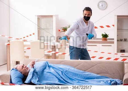 Father and son in coronavirus disease concept at home