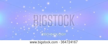 Pastel Technology Business. Big Data. Blue Dots Network. Cosmic Polygonal Background. Technology Wal