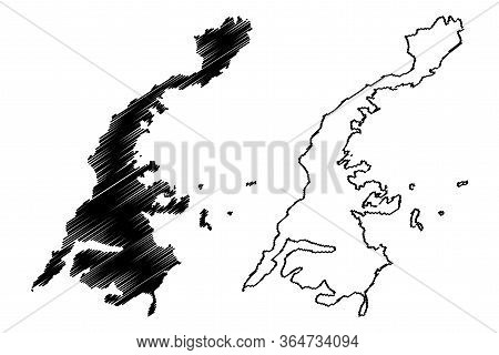 Vladivostok City (russian Federation, Russia, Primorsky Krai) Map Vector Illustration, Scribble Sket