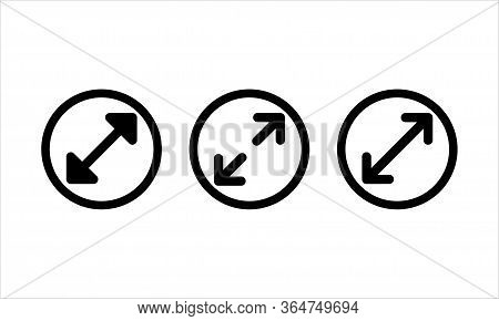 Diameter Icon Set In Black On Isolated White Background. Eps 10 Vector