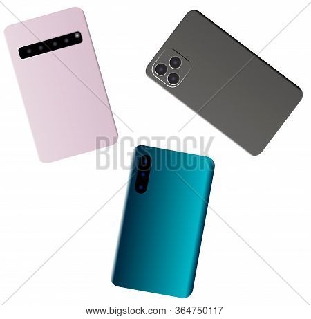 Smart Phone On A White Background Back View