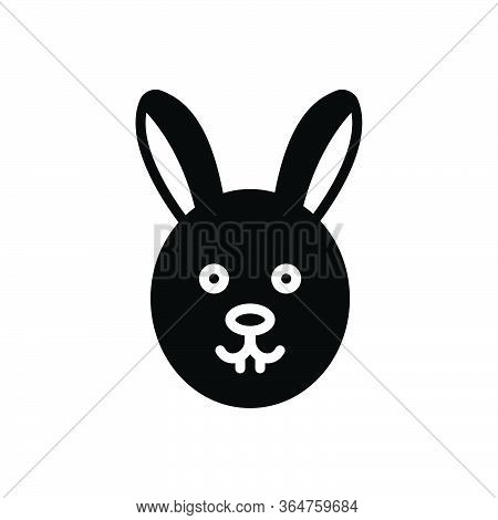 Black Solid Icon For Rabbit Conejo Face Animal