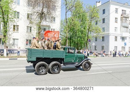 Samara, Russia - May 9, 2019: A Historical Example Of Military Equipment Army Off-road Vehicle Gaz A