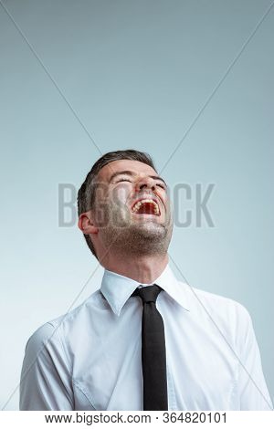Laughing Man In White Shirt And Tie