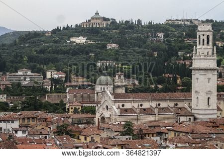 Roofs Of Verona, Italy As Seem From The Lamberti Tower Height, Torre Dei Lamberti