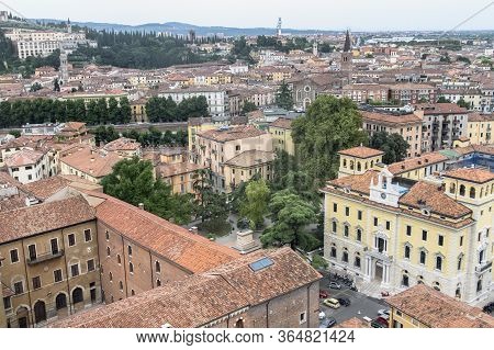 Roofs Of Verona, Italy As Seem From The Lamberti Tower Height, Torre Dei Lamberti