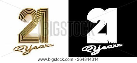 Number 21 (number Twenty-one) Anniversary Celebration Design With Five Parallel Lines On A White Bac