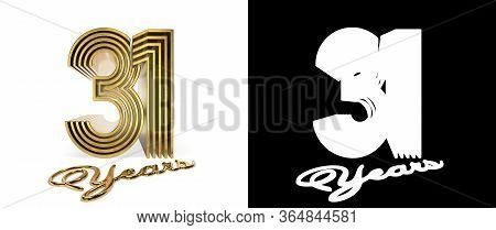 Number 31 (number Thirty-one) Anniversary Celebration Design With Five Parallel Lines On A White Bac