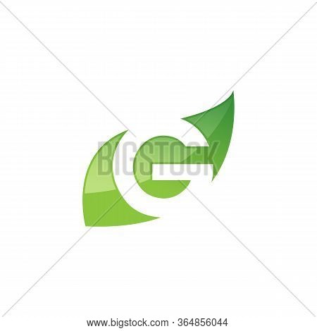 Natural Letter G Modern Alphabet Green Logo Vector With Leaf. Organic Leaf Letter G Green Logo. Agri