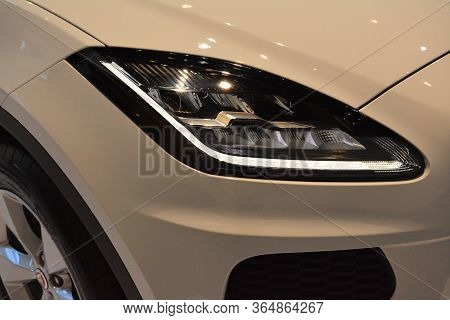 Pasay, Ph - Oct 27 - Jaguar E Pace Suv Head Light At Philippine International Motor Show On October 