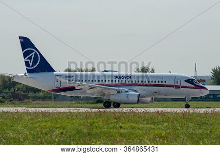 August 30, 2019. Zhukovsky, Russia. Russian Short-range Narrow-body Passenger Aircraft  Sukhoi Super
