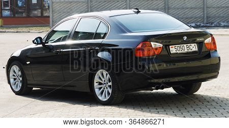Belarus, Minsk - August 04, 2019:bmw 3 Series E90 330i, Back View. Photographing A Modern Car In The