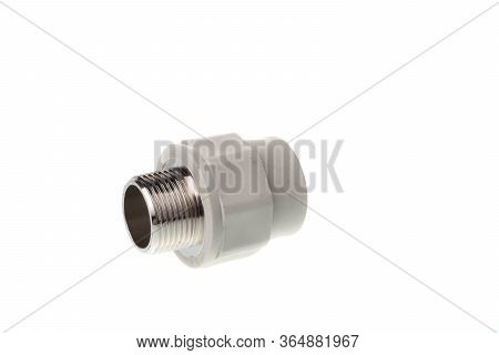 Plastic Ppr Straight Metal Male Thread Fitting For Water Pipes, Isolated On White Background