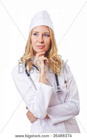 Attrative žena doktor izolované na bílém