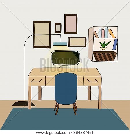 Work From Home Office. Study At Home. Room Interior