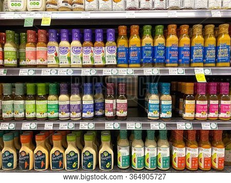 Orlando,fl/usa-5/3/20: The Salad Dressing  Aisle At A Whole Foods Market Grocery Store.