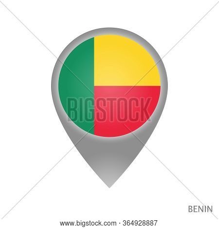 Map Pointer With Flag Of Benin. Colorful Pointer Icon For Map. Vector Illustration.