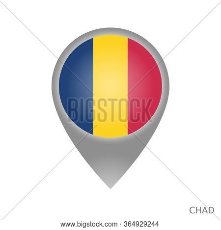 Map Pointer With Flag Of Chad. Colorful Pointer Icon For Map. Vector Illustration.